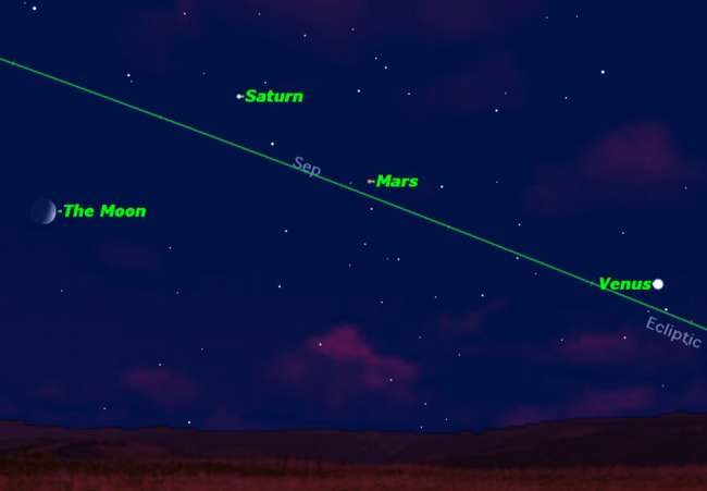 Crescent Moon and 3 Bright Planets Gather This Week